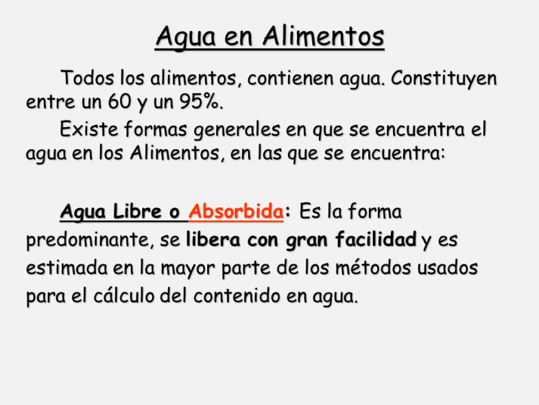 Que Es Agua Libre En Los Alimentos